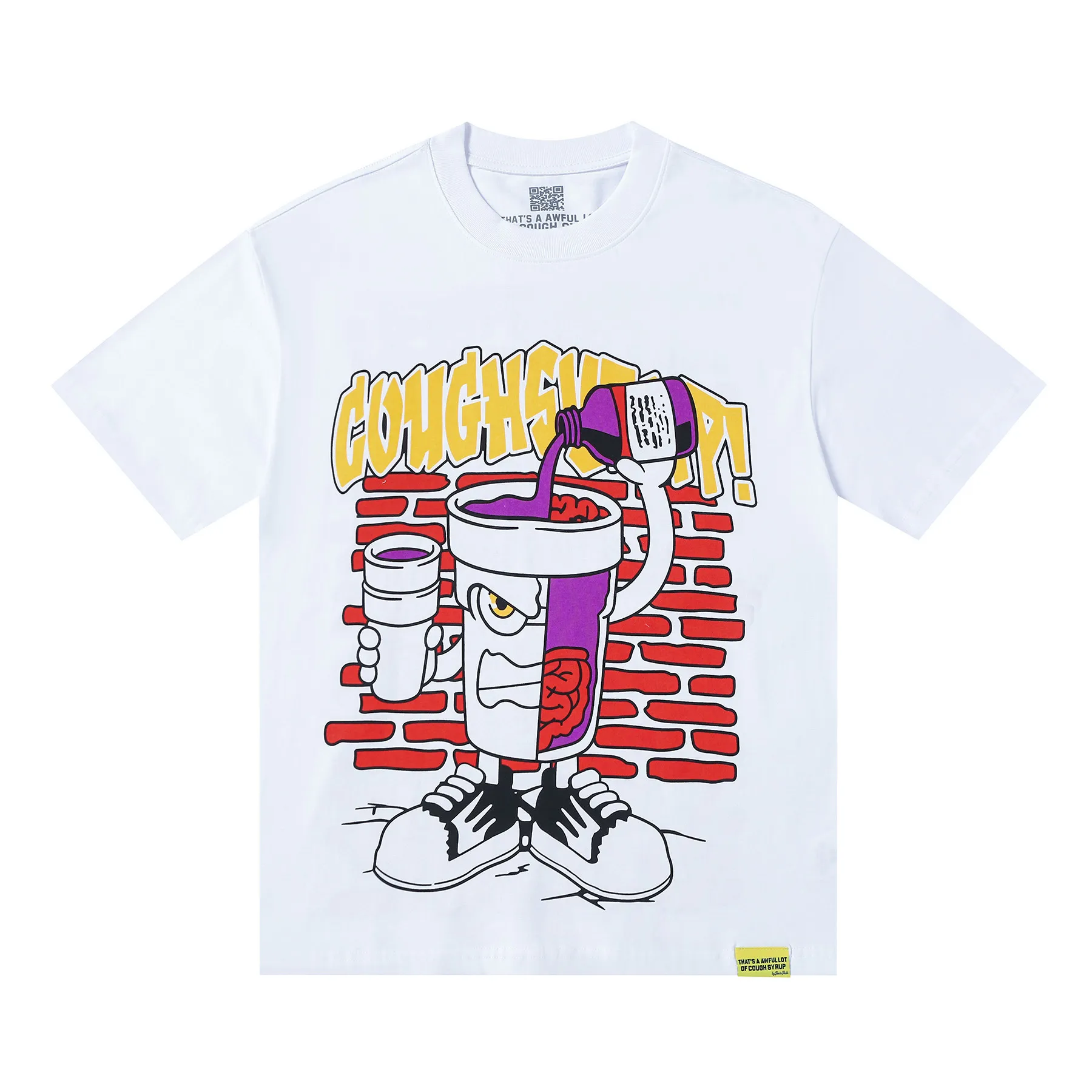 2213#White I THAT'S A AWFUL LOT OF COUGH SYRUP In Stock Real shot American simple trendy brand loose casual T-shirt Fabric (fabric): 32 counts Weight combed double yarn pure cotton Sizes (size): S-M L X L Color (colour): White,